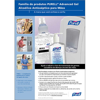 Família de produtos PURELL® Advanced Gel Alcoólico Antisséptico para Mãos