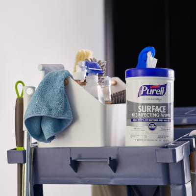 PURELL Professional Surface Disinfecting Wipes in janitors cart