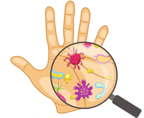 Graphic of germs on a hand