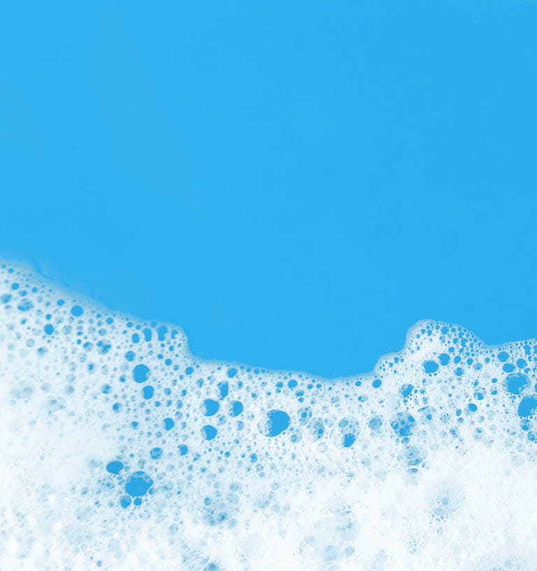 Soap bubble image with a blue background