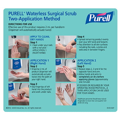 PURELL Waterless Surgical Scrub Two-Application Method