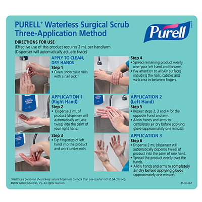 PURELL Waterless Surgical Scrub Three-Application Method