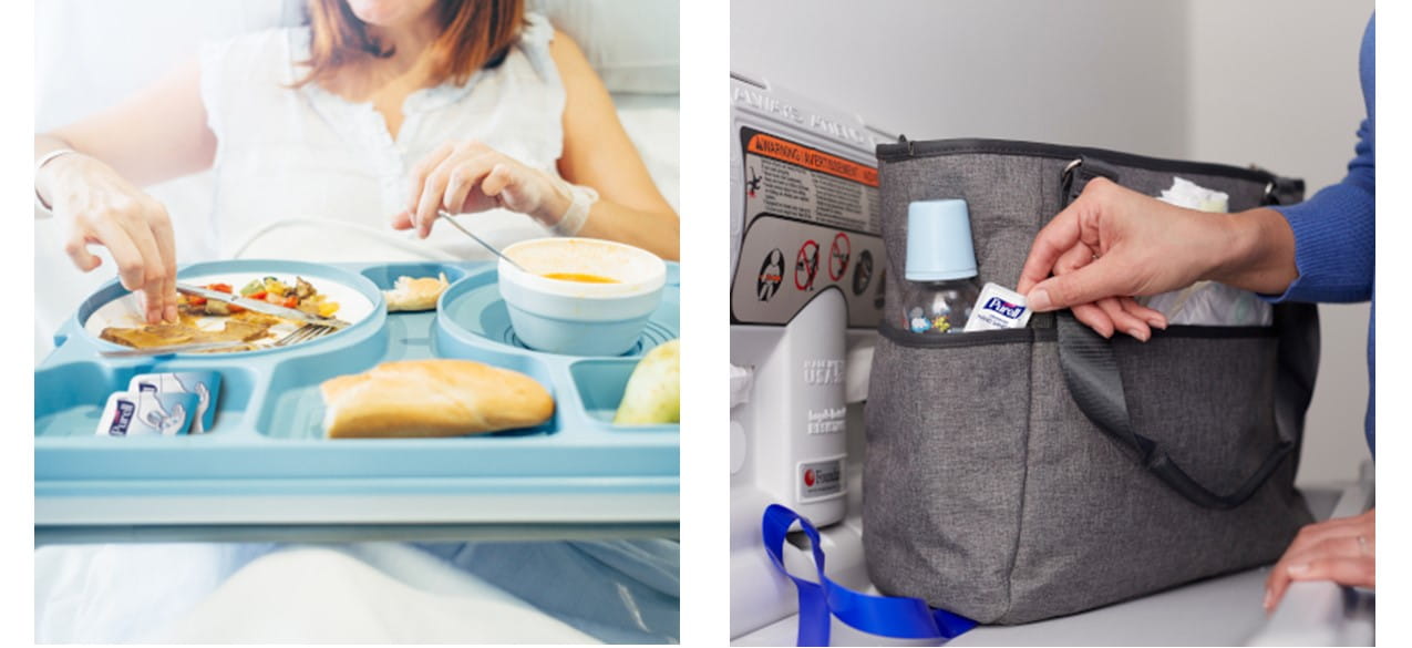 PURELL Personal Size on Patient Meal Tray in Hospital and in Diaper Bag