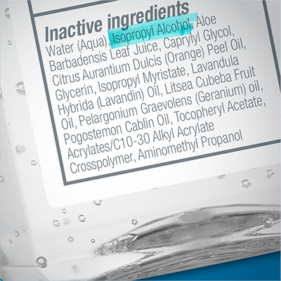 Image showing the denaturant ingredient on a PURELL bottle label